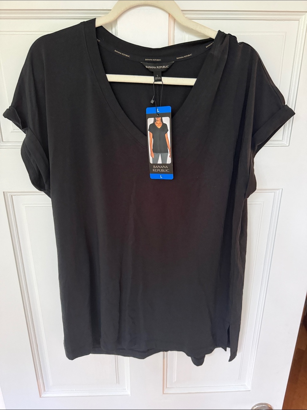 Banana Republic Black V-Neck Short Sleeve Tee